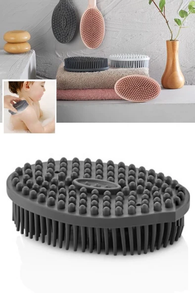 Bebek Çocuk Vücut Masaj Fırçası, Çift Taraflı Sırt Kese Banyo Duş Bebek Masaj Yumuşak Fırça FÜME ürün görseli 1