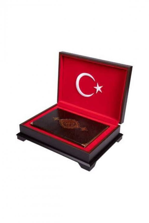 Ahşap Kutulu Kuran-ı Kerim - 0355 (Orta Boy, Ay-Yıldız) ürün görseli 1