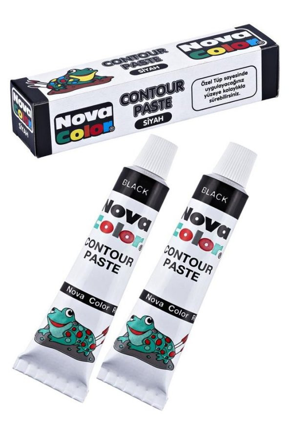 Siyah Kontür Boyası 25 ml 2 Adet Cam Vitray Boyası Kontur Siyah Vitray Çalışması ürün görseli 1