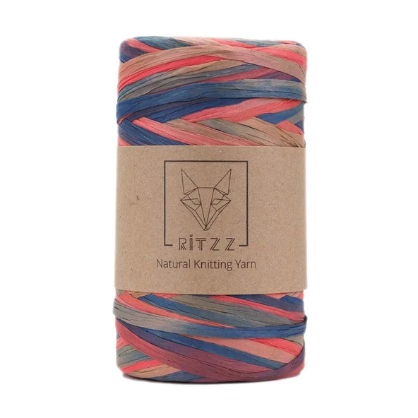 Ebruli Soft Rafya İp Ritzz R017 Somon Lacivert Kraft (150G) ürün görseli 1