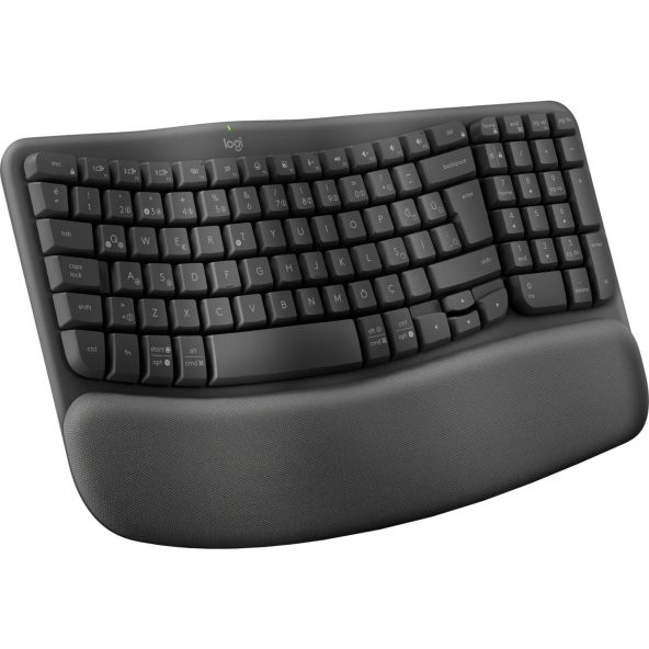 Logitech Wave Keys Kablosuz Bluetooth Dolgulu Avuç İçi Destekli Ergonomik Türkçe Q Klavye, Siyah ürün görseli 1