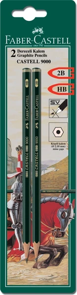Faber-Castell Bls. Castell 9000 Dereceli Kurşunkalem 2B-HB, 2li ürün görseli 1