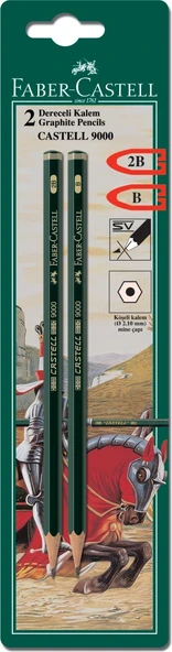 Faber-Castell Bls. Castell 9000 Dereceli  Kurşunkalem 2B-B, 2li ürün görseli 1