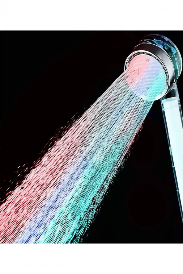 Kustar Rgb Led Işıklı Filtreli Tasarruflu Duş Başlığı Isıya Göre Renk Değiştiren Başlık ürün görseli 1