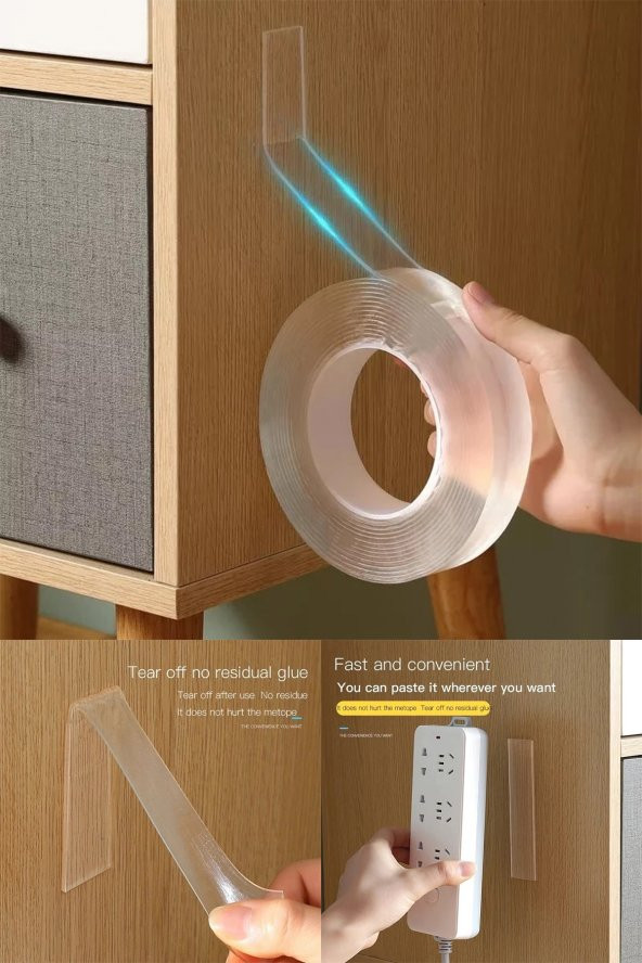 Kustar 2 Metre Yüksek Mukavemetli Çift Taraflı Doku Bandı Bant-Nano Teknolojili-Süper Güçlü Bant ürün görseli 1
