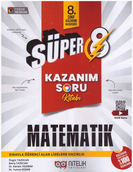 NİTELİK 8.SINIF SÜPER KAZANIM MATEMATİK SORU KİTABI ürün görseli 1