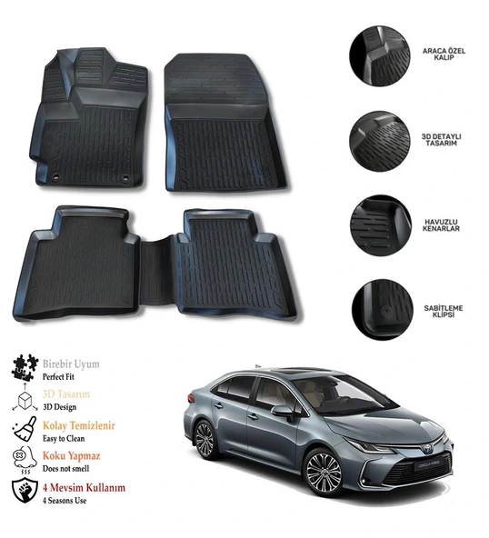 Toyota Corolla 2019 Sonrası 3D Havuzlu Paspas OTL ürün görseli 1