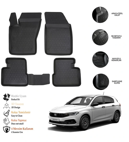 Fiat Egea Sedan 2015 Sonrası 3D Havuzlu Paspas OTL ürün görseli 1