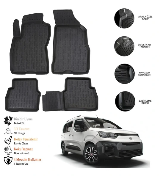 Fiat Doblo 2010 Sonrası 3D Havuzlu Paspas OTL ürün görseli 1