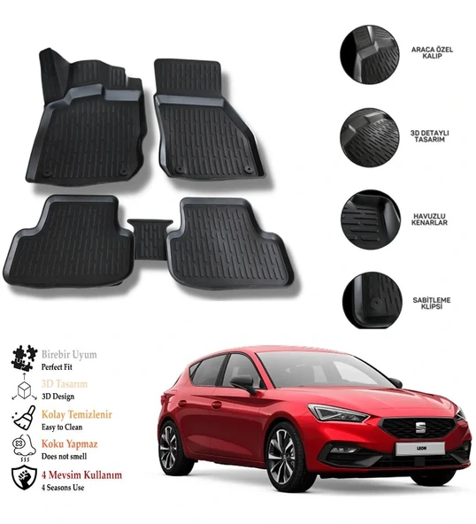 Seat Leon (Mk4) 2021 Sonrası 3D Havuzlu Paspas OTL ürün görseli 1