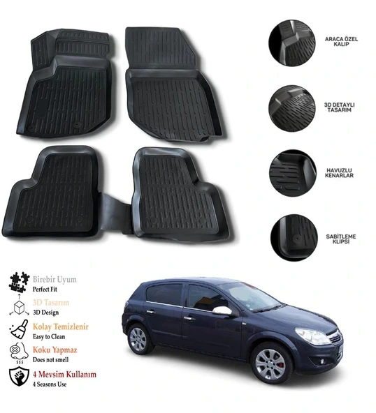 Opel Astra H 2004-2013 3D Havuzlu Paspas OTL ürün görseli 1