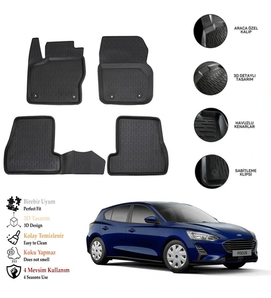 Ford Focus 4 2015-2018 3D Havuzlu Paspas OTL ürün görseli 1