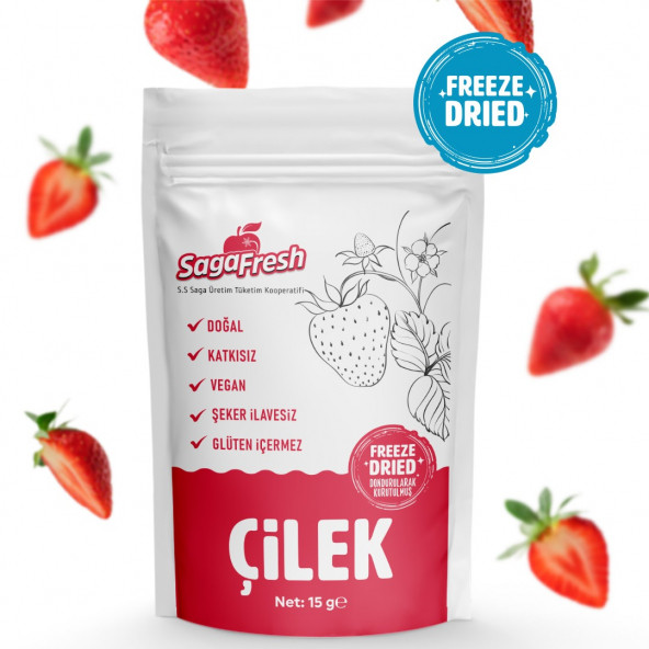 SagaFresh Dondurularak Kurutulmuş Çilek Dilimleri 15g ürün görseli 1