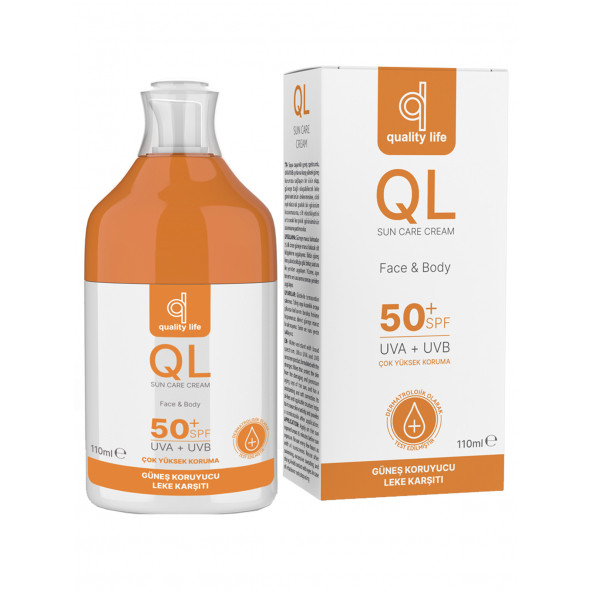 QL Yüz Güneş Kremi 50 Spf Faktör Leke Karşıtı 110 ml Su Bazlı Kuru - Yağlı - Karma Ciltler Için ürün görseli 1