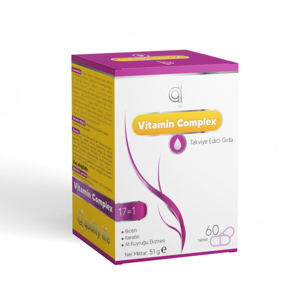 Ql Hair Vitamin Complex 60 Tablet Biotin Keratin At Kuyruğu Selenyum Çinko Folik Asit Saç Vitamini ürün görseli 1