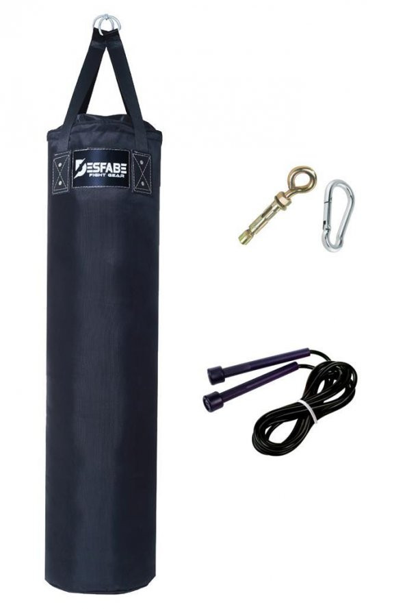 Desfabe Polydes 120x30 Cm Kolonlu Boks Kum Torbası Siyah+Askı Aparatı+Atlama İpi ürün görseli 1