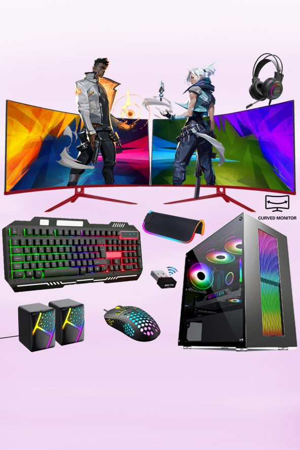 Xaser Xsr298 i5 3470 16GB Ram 256GB SSD 4GB GT730 Ekran Kartı 24" Dual Curved Oyun Hazır Sistem ürün görseli 1