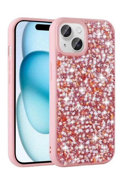 iPhone 15 Kılıf Parlak Taşlı Tasarım Linea Kapak ürün görseli 1