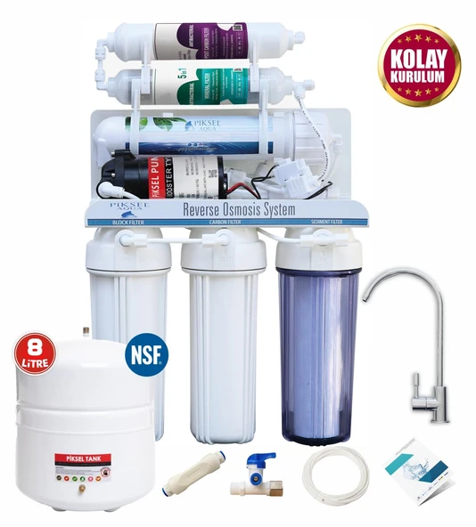 Piksel Aqua 10 Aşamalı Pompalı Mineral Filtreli Açık Kasa Su Arıtma Cihazı ürün görseli 1