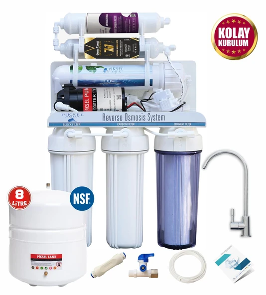 Piksel Aqua 12 Aşamalı Pompalı Alkali Mineralli Açık Kasa Su Arıtma Cihazı ürün görseli 1