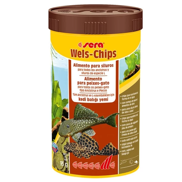 Sera Wels chips 250 ml 95 gr. Skt :05/2028 Orjinal kutusunda Vatoz Ve Çöpcü Yemi ürün görseli 1