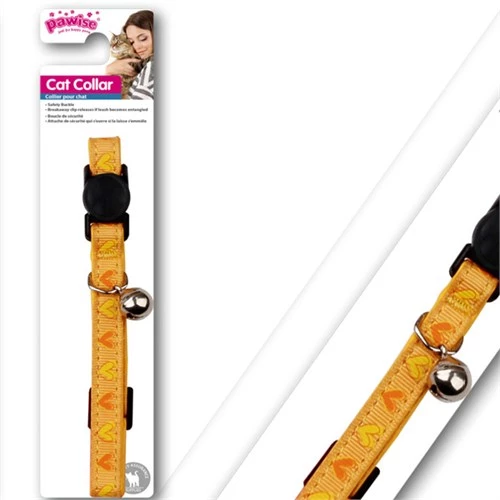 Pawise Sarı Kalpli Kedi Boyun Tasması 30 cm Çıngıraklı ürün görseli 1