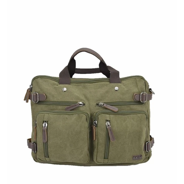 Ççs London 31458 Kanvas Sırt Laptop ve Evrak Çantası Haki ürün görseli 1