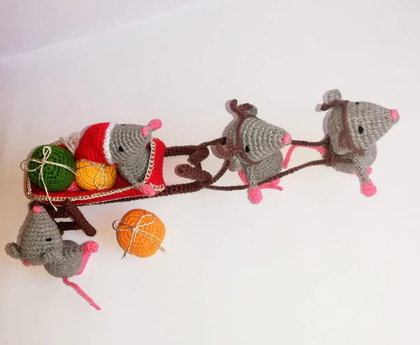 Mutlu Noel Fareleri Amigurumi Organik Oyuncak ürün görseli 1