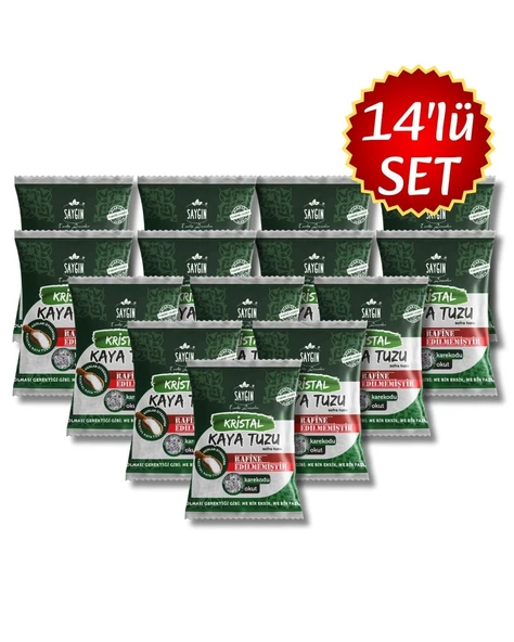 Saygın Tuz Rafine Edilmemiş Doğal Kristal Kaya Tuzu - Sofra Tuzu / İnce Taneli / Paketli 500 gr X 14 adet ürün görseli 1