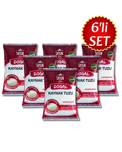 Saygın Tuz Rafine Edilmemiş Doğal Kristal Kaynak Tuzu - Sofra Tuzu / Öğütülmüş / İnce Taneli / Paketli 500 gr X 6 adet ürün görseli 1