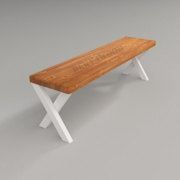 Deryawood Masif Ahşap Andora Bank Beyaz Ayak  37x120x45cm ürün görseli 1