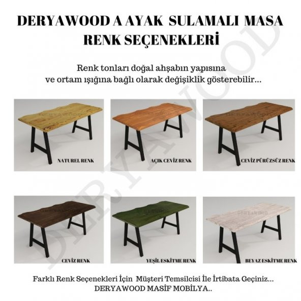 Deryawood Masif Ahşap Atair Sulamalı Yemek Masası 85*120*76cm ürün görseli 1