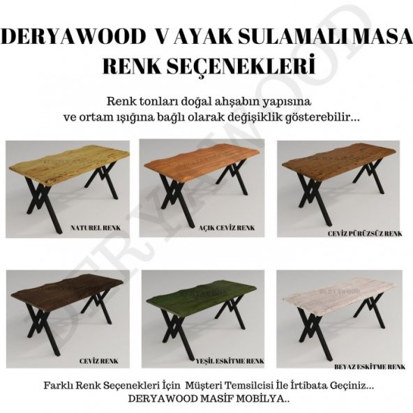 Deryawood Masif Ahşap Laurus Sulamalı Mutfak Masası 85*140*76cm ürün görseli 1