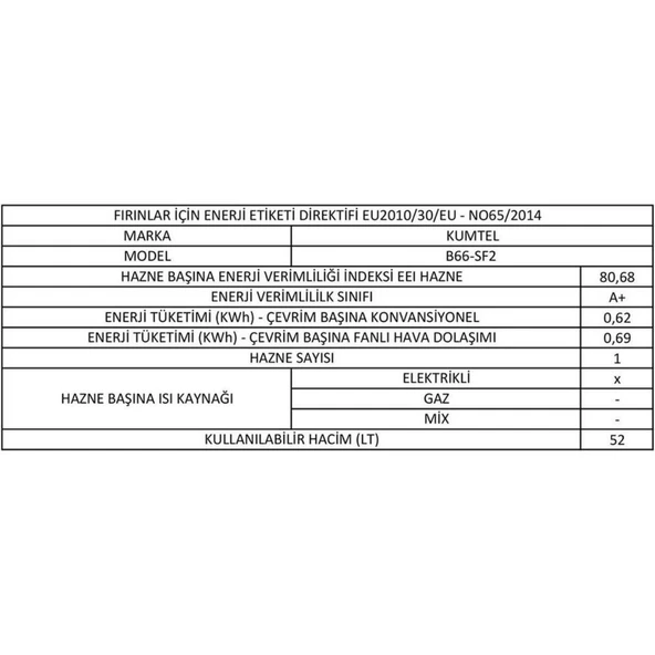 KUMTEL Siyah Cam Ankastre Fırın - Resim 5