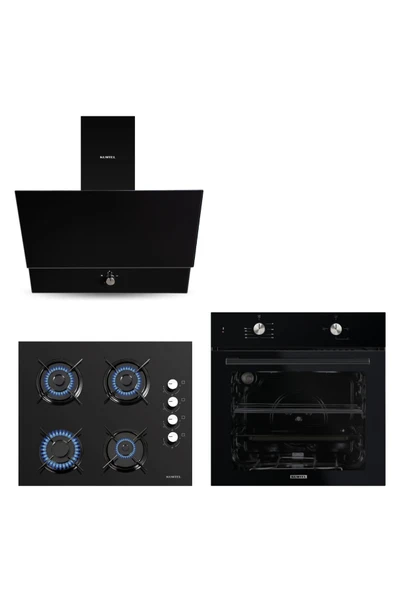 KUMTEL Home Siyah Cam Ankastre Set ürün görseli 1