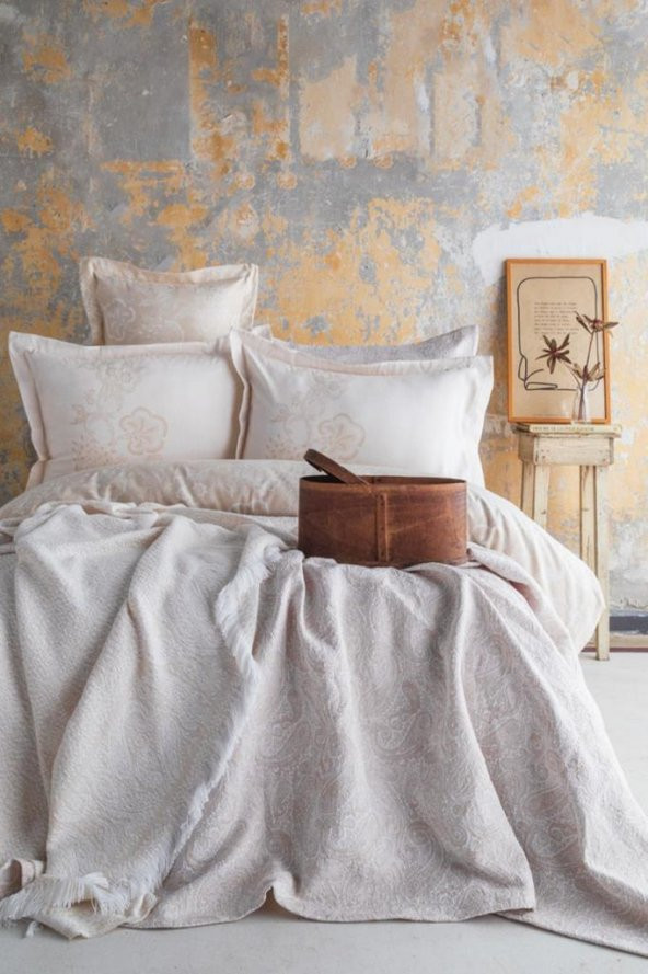 Apricitas Home Çift Kişilik Yatak Örtülü Nevresim Set Sorella Beige ürün görseli 1