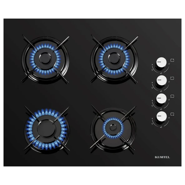 Kumtel Kristal Siyah Cam Ankastre Set - Resim 2