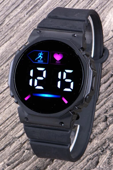 Kadın Saati Siyah Kordon Pembe İç Tasarım Led Watch Genç Kol Saati (Akıllı Saat Değildir!) ST-304374 ürün görseli 1