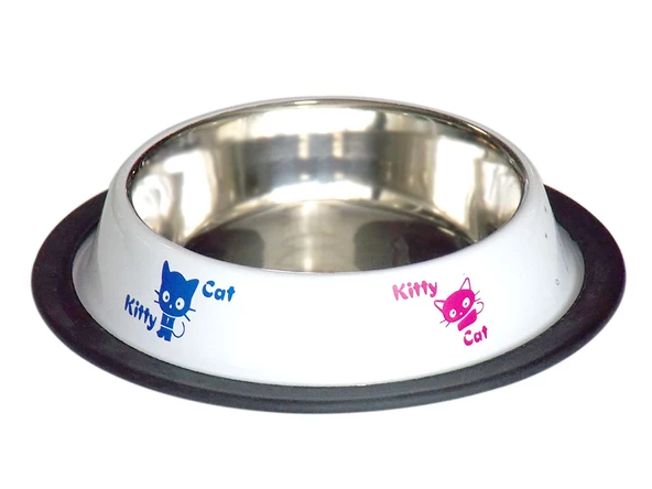 TOMMY KEDİ DESENLİ ÇELİK MAMA KABI BEYAZ 8 OZ 0.24 L ürün görseli 1