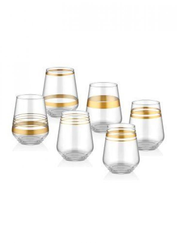 THE MİA LINES SU BARDAĞI KISA 6 LI SET GOLD ürün görseli 1