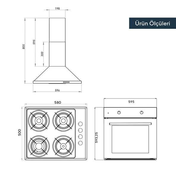 KUMTEL Siyah Basic Ankastre Set - Resim 5