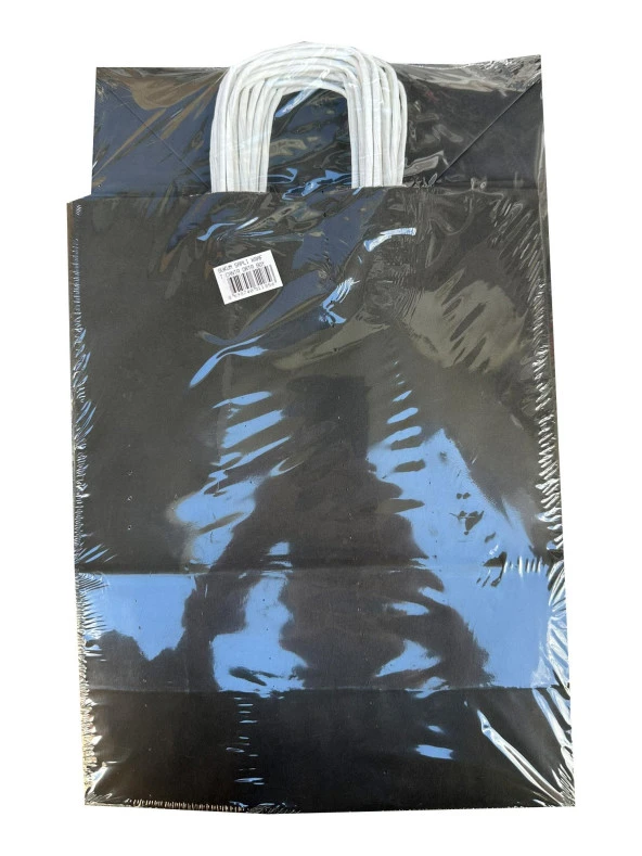 Büküm Saplı Kraft Kağıt Çanta Karton Hediyelik Poşet Torba - Siyah - 18x24 Cm. - 25 Adetlik Paket ürün görseli 1