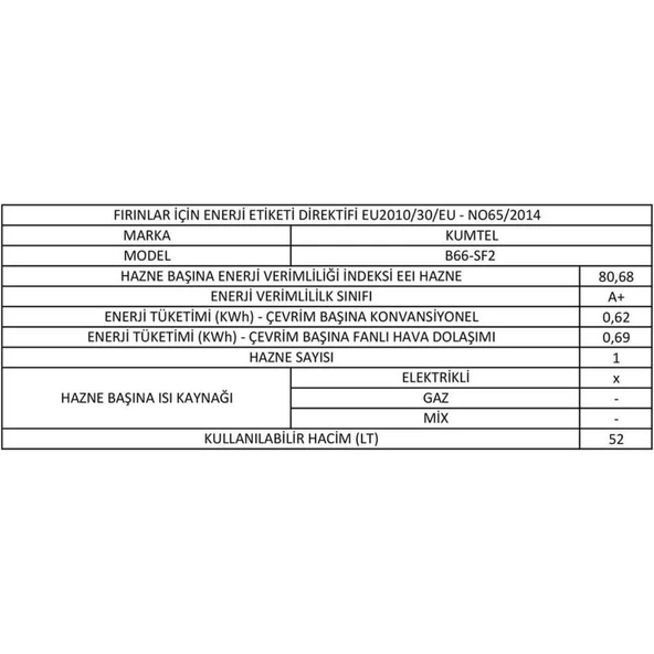Kumtel Rustik Beyaz Cam Ankastre Fırın - Resim 3