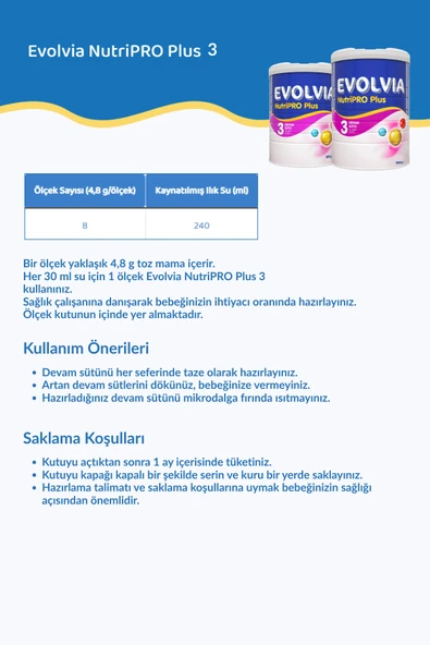 Evolvia NutriPro PLUS 2 Devam Sütü 1000 gr x 3 Adet - Resim 3