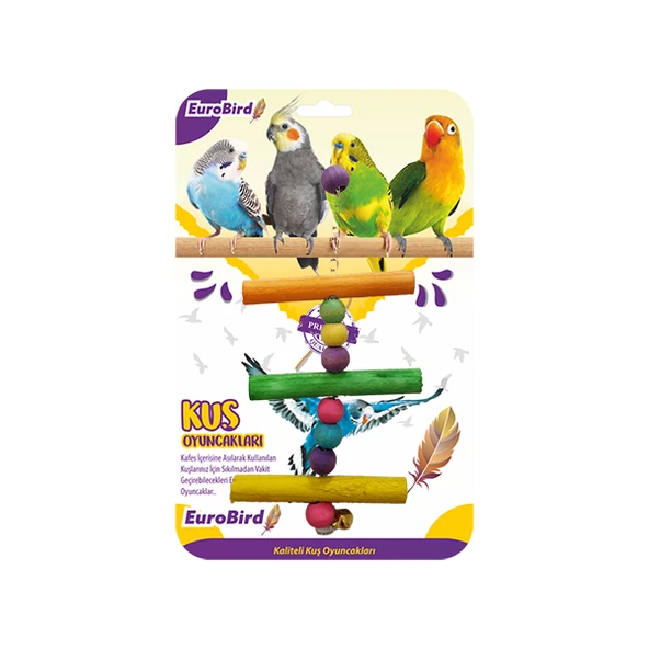 EuroBird Kuş Oyuncağı Üçlü Tahta Merdiven (KY86) ürün görseli 1