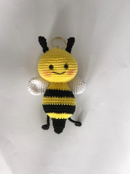 Maskot Sevimli Arı Anahtarlık Amigurumi Organik Oyuncak ürün görseli 1