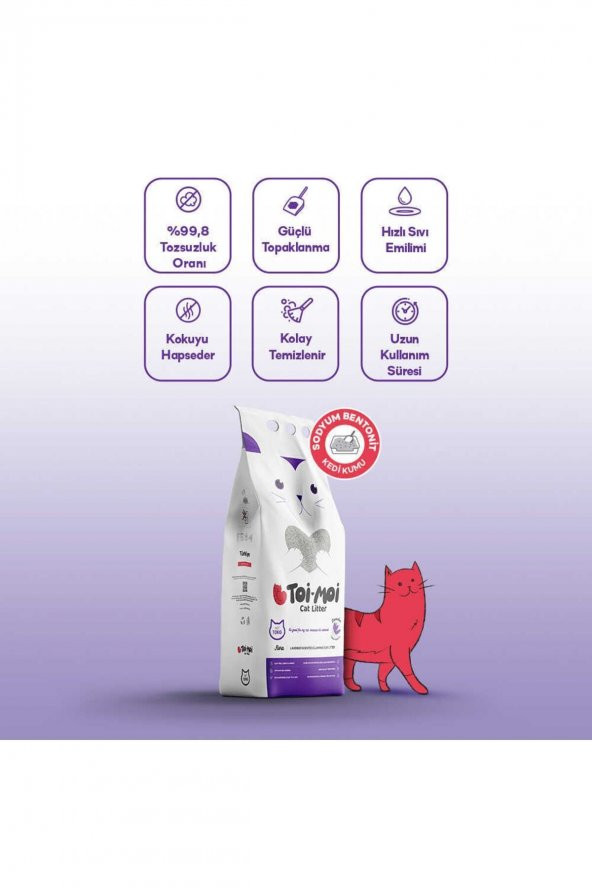 Lavanta Kokulu Kedi Kumu 10 KG - Toi Moi Sodyum Bentonit ürün görseli 1