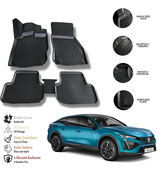 Peugeot 408 2023 3D Havuzlu Paspas OTL ürün görseli 1