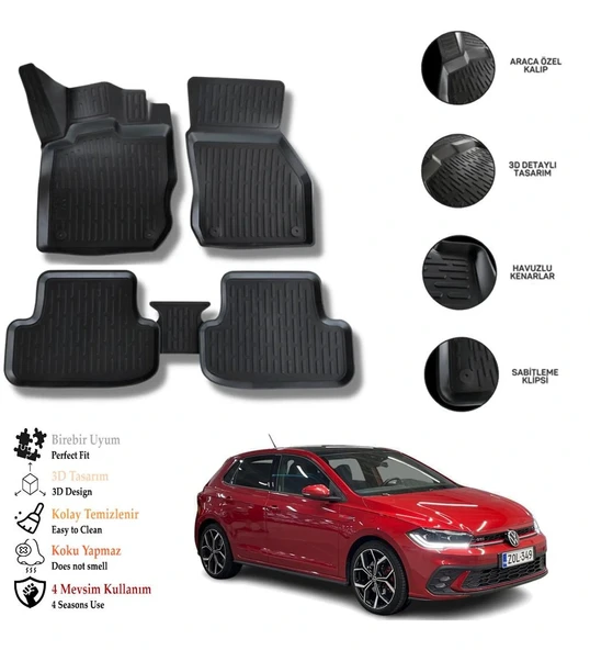 Vw Polo 2023 3D Havuzlu Paspas OTL ürün görseli 1