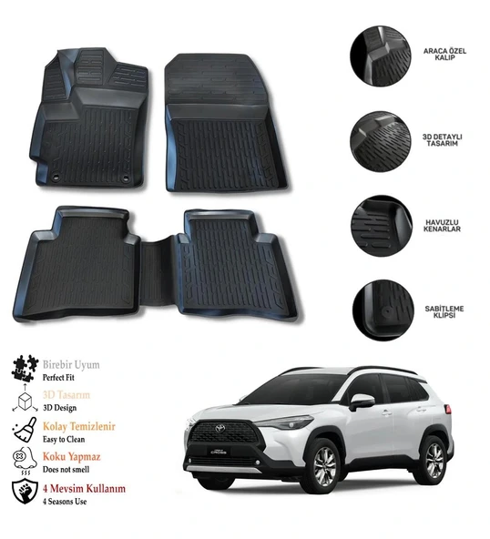 Toyota Corolla Cross 2025 3D Havuzlu Paspas OTL ürün görseli 1